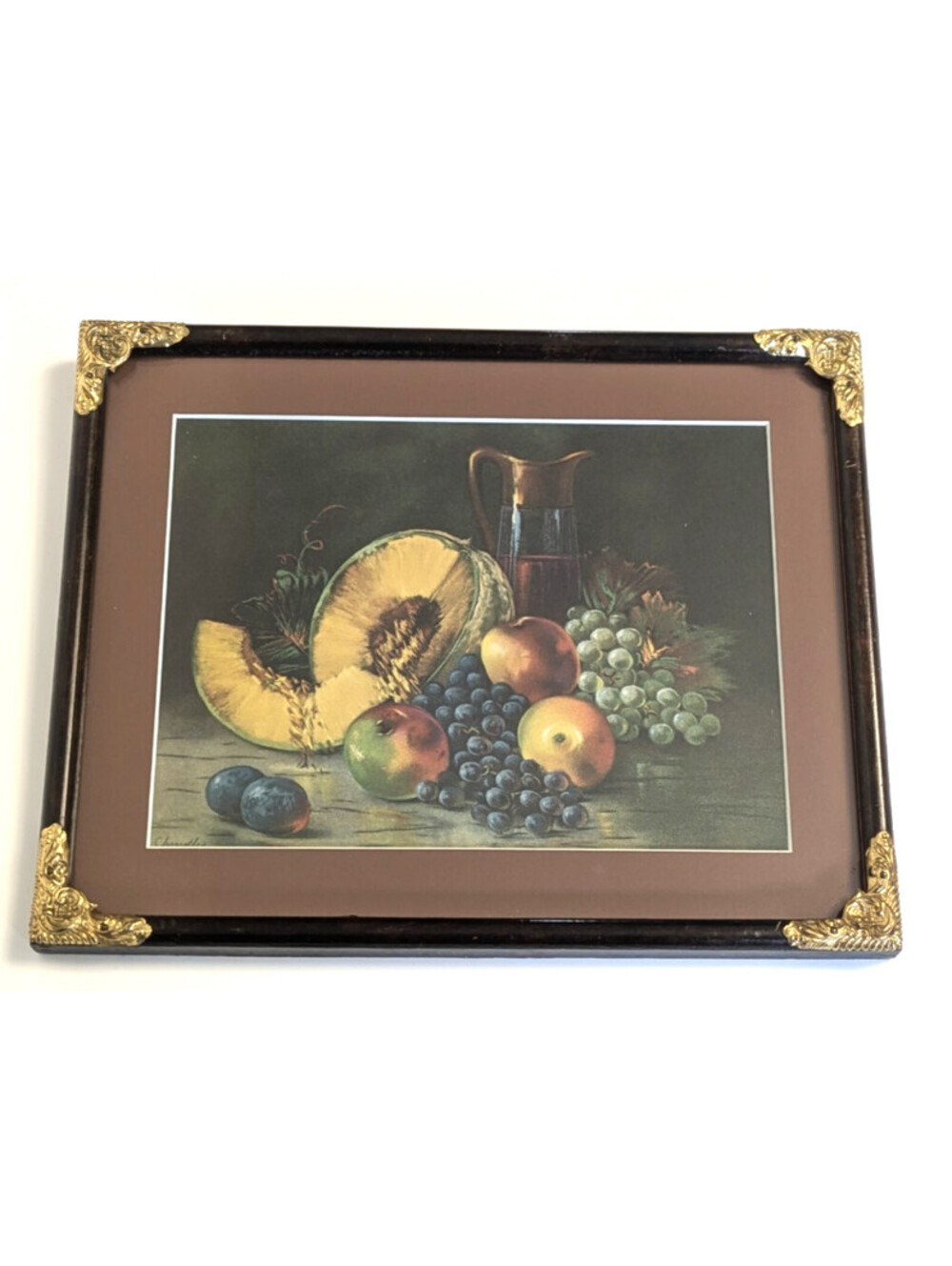 Vintage Art Print William Henry Chandler Still Life Fruit Melon Framed 8x10